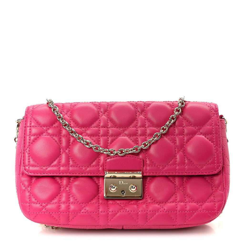 Lambskin Cannage Miss Dior Promenade Pouch Fuchsia