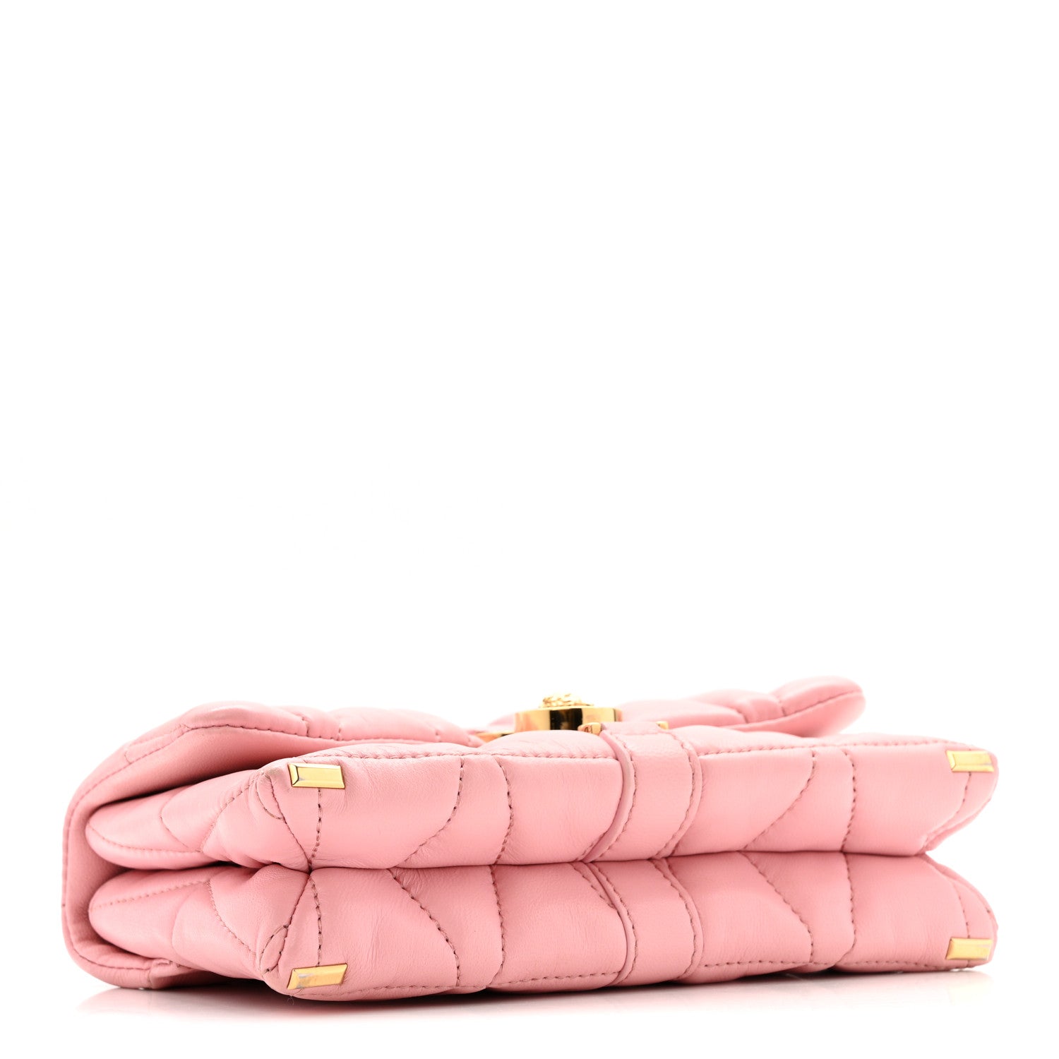 Lambskin Quilted Mini Kleio Crossbody Bag Light Pink
