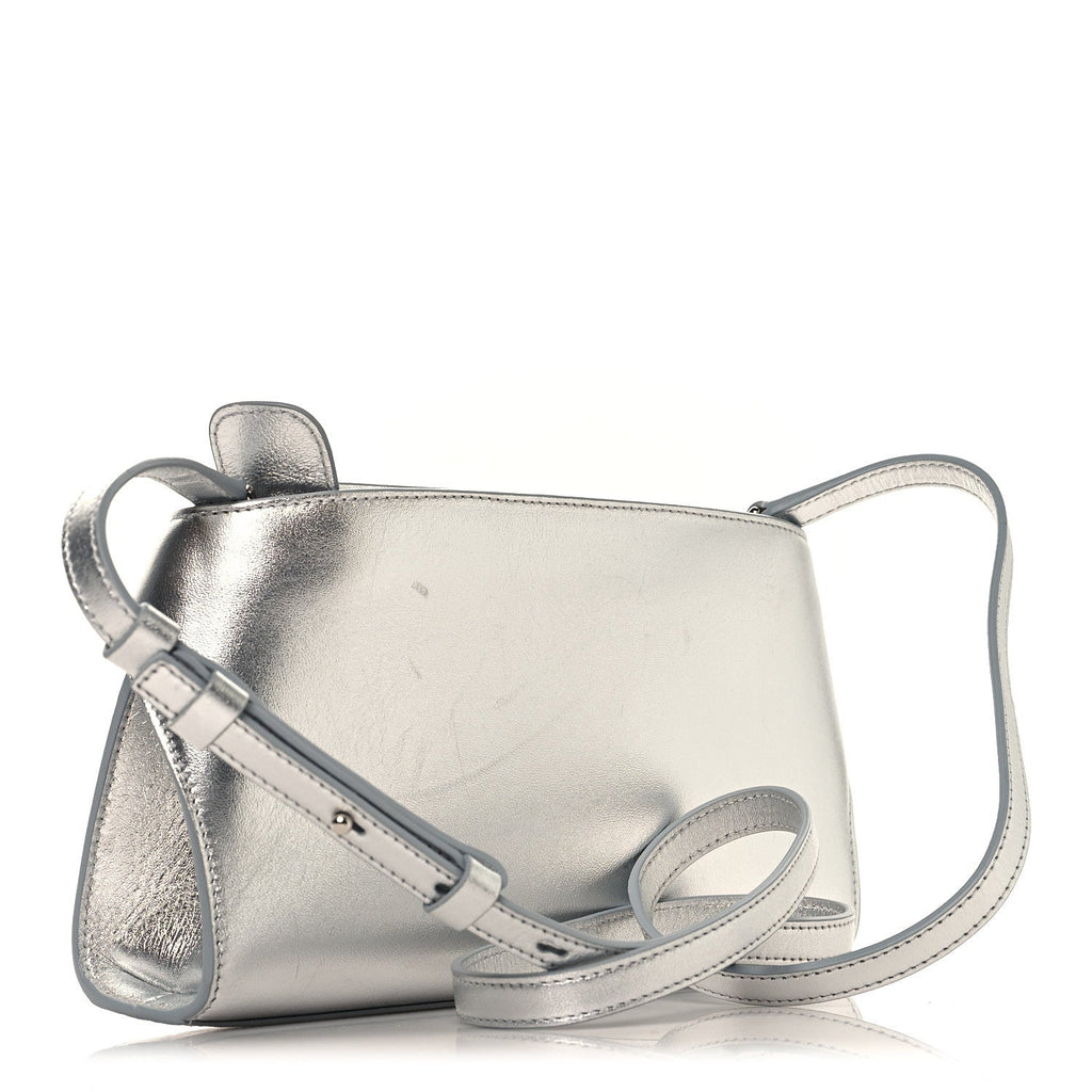 Metallic Lambskin Mini Hug Crossbody Bag Argento