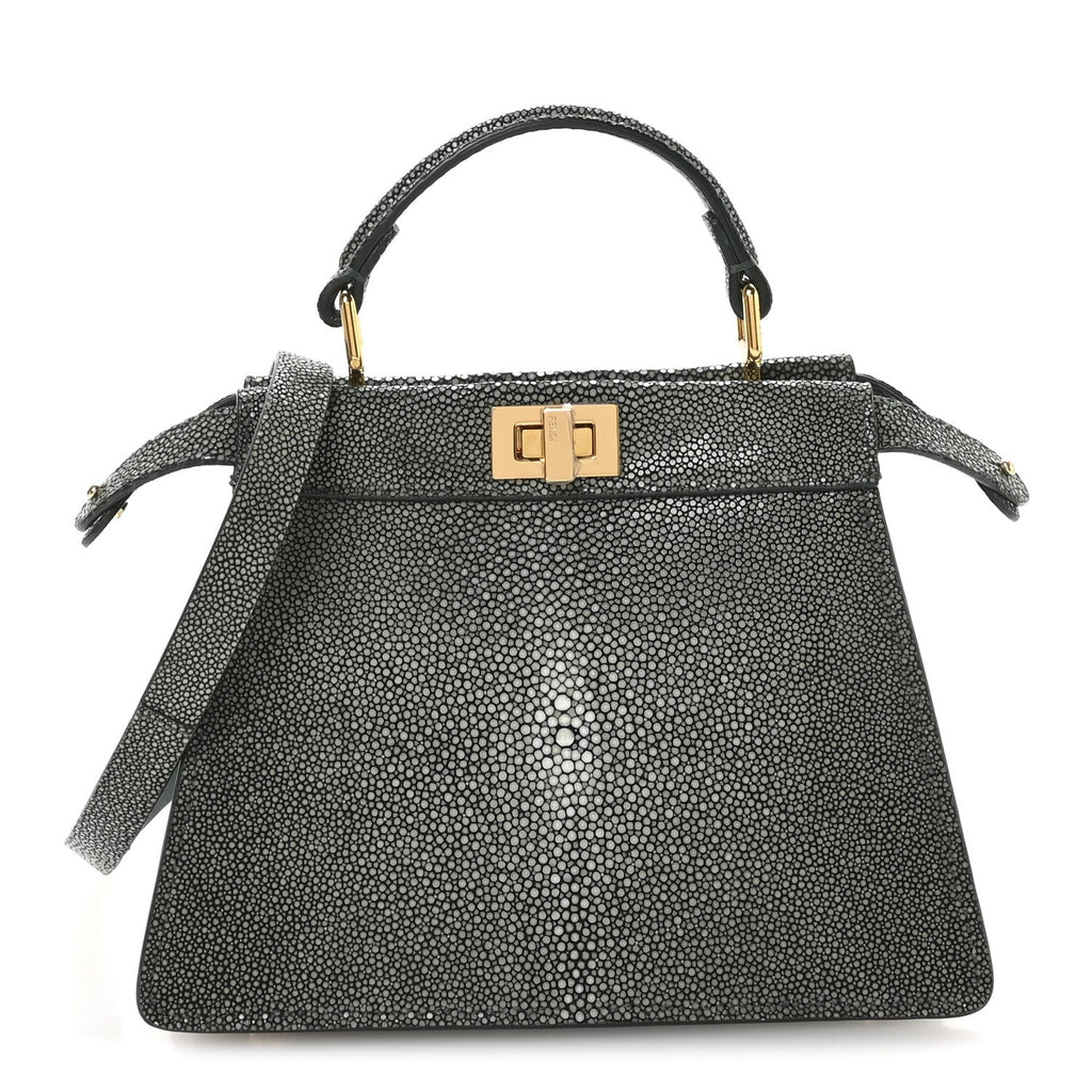 Stingray Shiny Nappa Petite Peekaboo I SEE U Satchel Verde Inglese