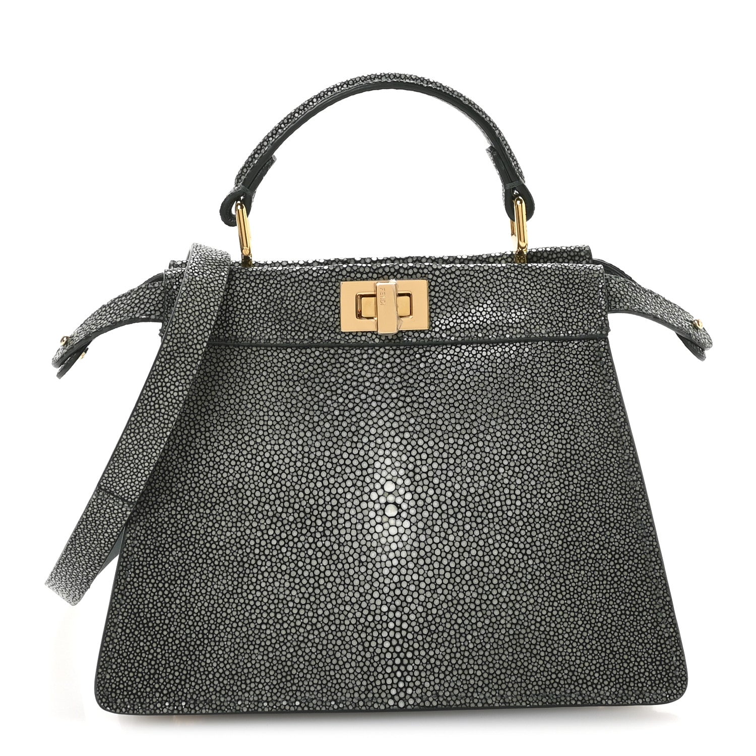 Stingray Shiny Nappa Petite Peekaboo I SEE U Satchel Verde Inglese