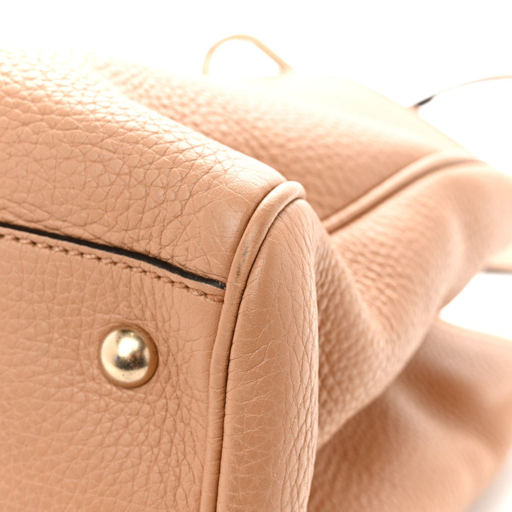Pebbled Calfskin Medium Bamboo Shopper Tote Camelia