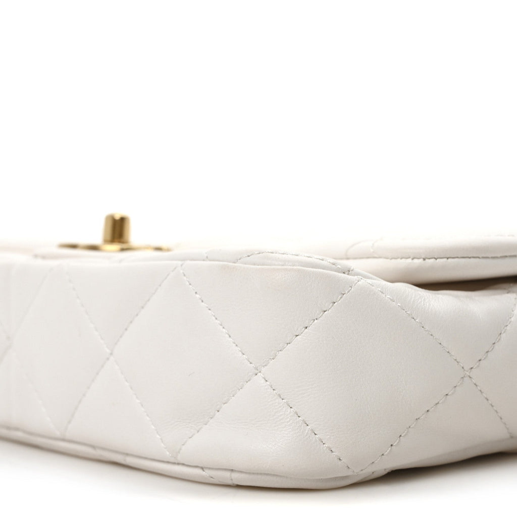 Lambskin Quilted Flap White