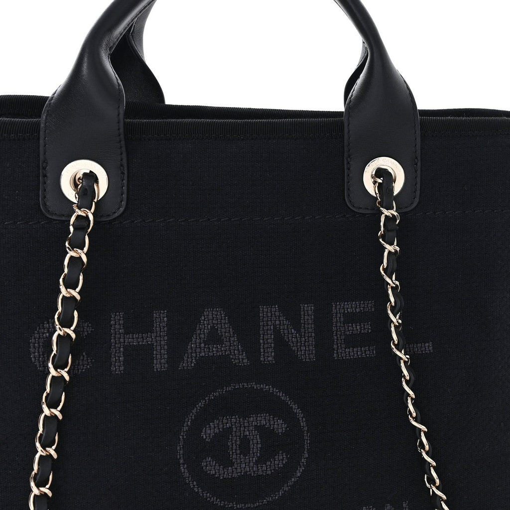 Mixed Fibers Calfskin Small Deauville Tote Black