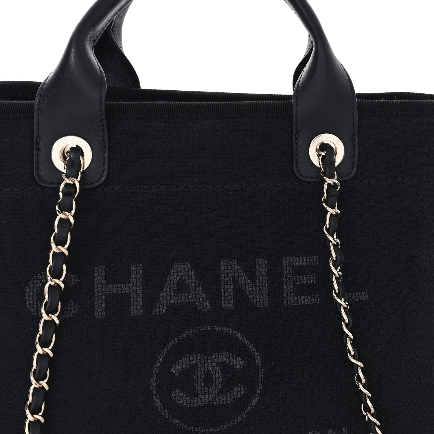 Mixed Fibers Calfskin Small Deauville Tote Black