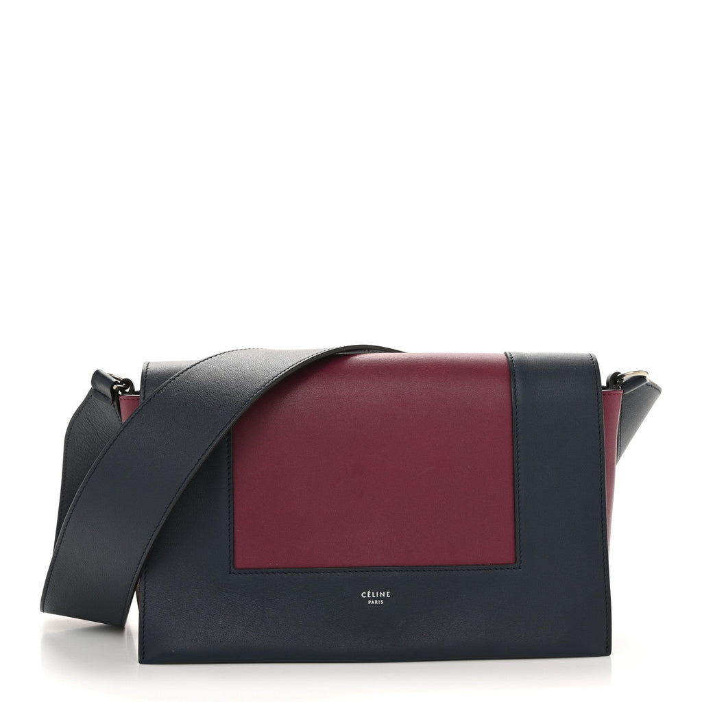 Shiny Smooth Calfskin Medium Frame Shoulder Bag Blue Purple