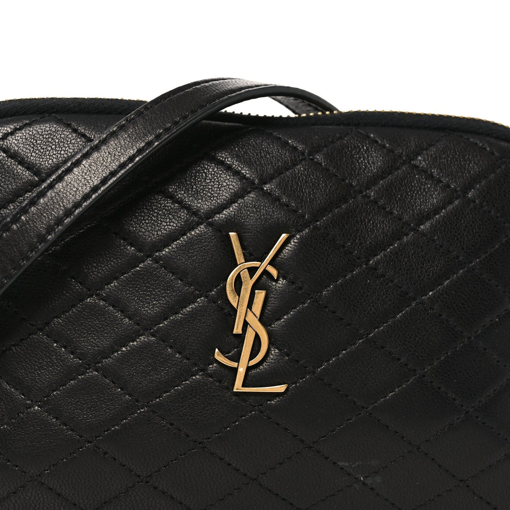 Lambskin Quilted Gaby Zipped Pouch Black