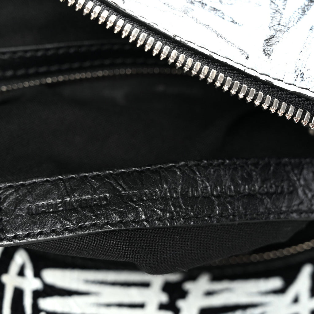 Agneau Arena Graffiti Neo Cagole Handbag XS Black White