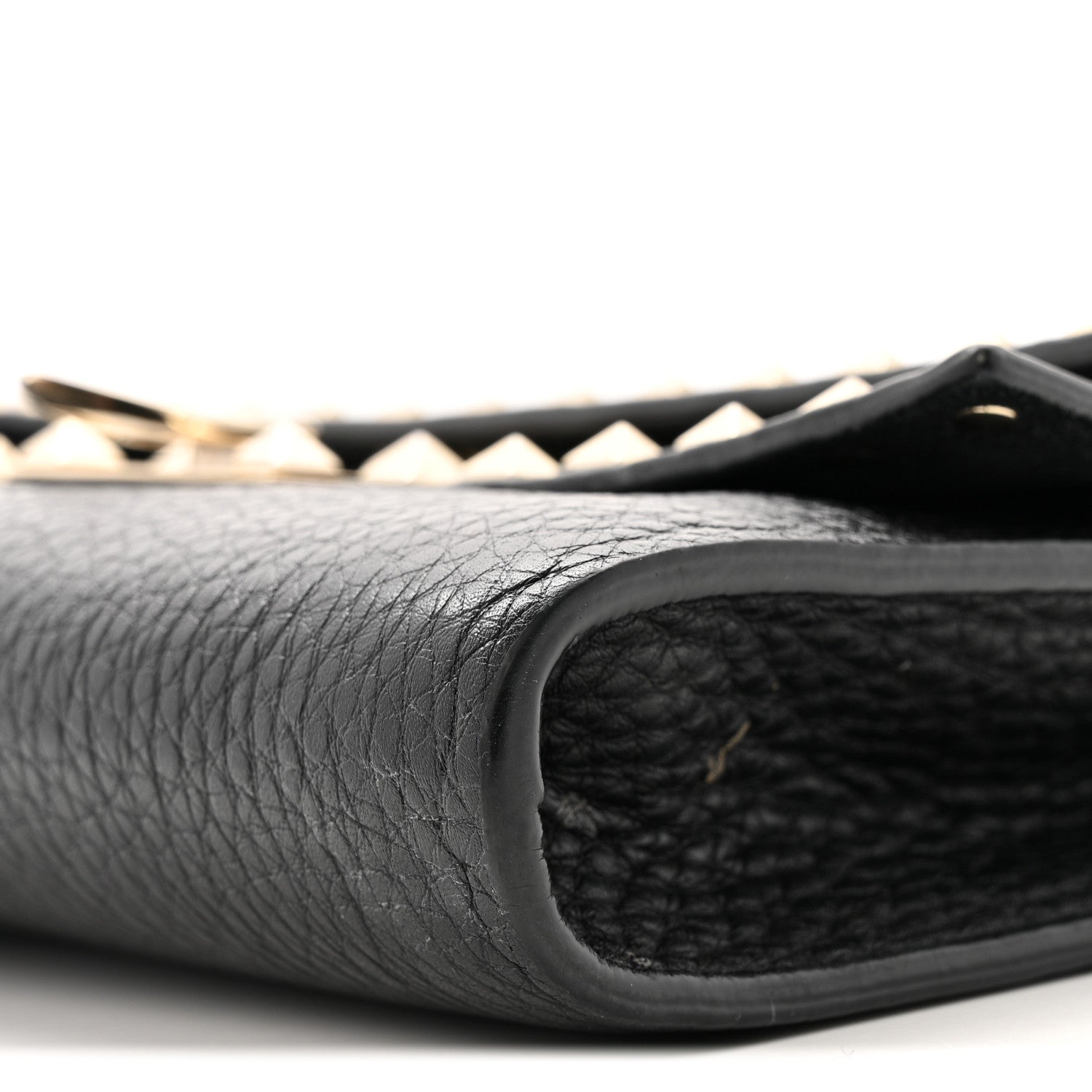 Grainy Calfskin Rockstud Double Flap Crossbody Bag Black