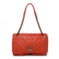 Grained Calfskin Large Natural Beauty Flap Orange