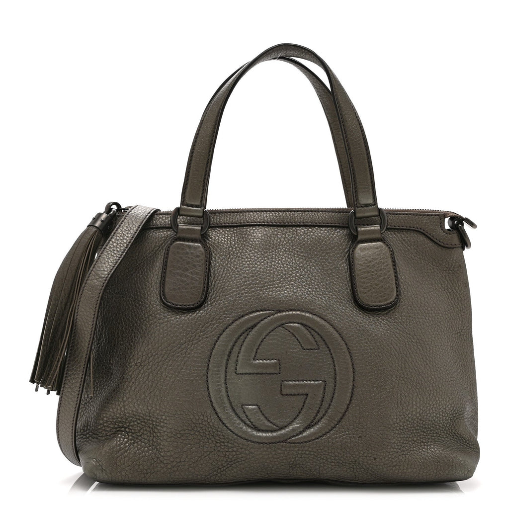 Metallic Cellarius Calfskin Small Soho Top Handle Satchel Sasso