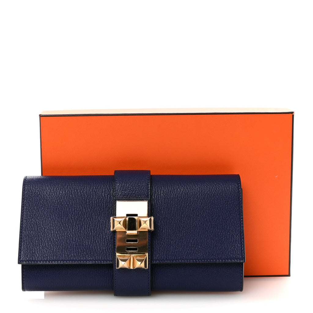 Chevre Mysore Medor 23 Clutch Bleu Encre