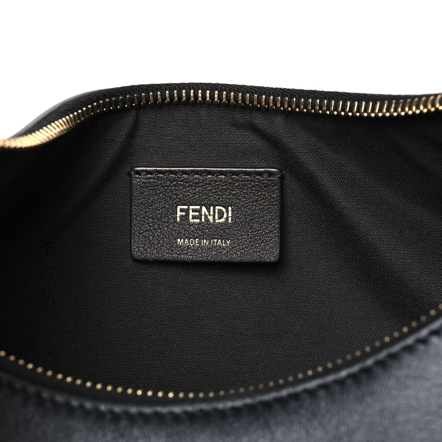 Vitello Grace Matte Whipstitch Small Fendigraphy Hobo Bag Black