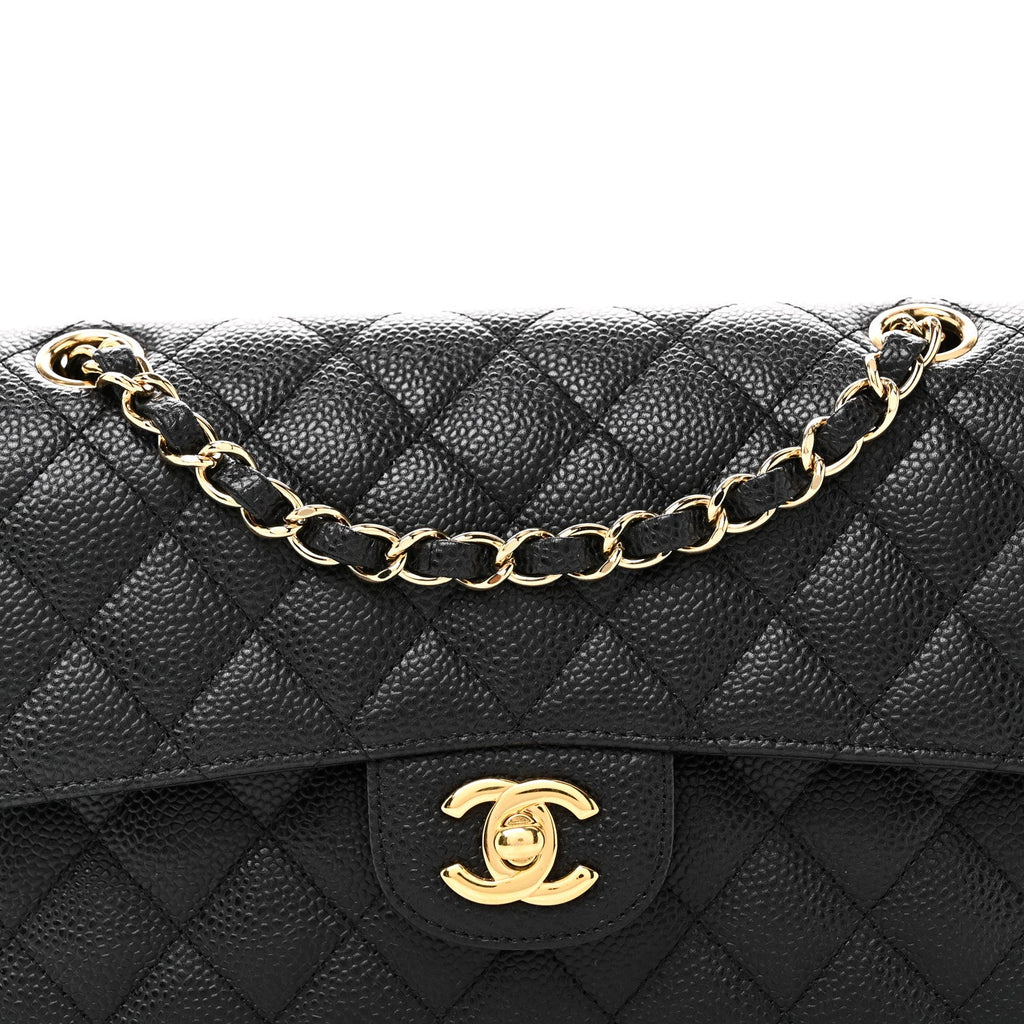 Caviar Quilted Small Double Flap Black