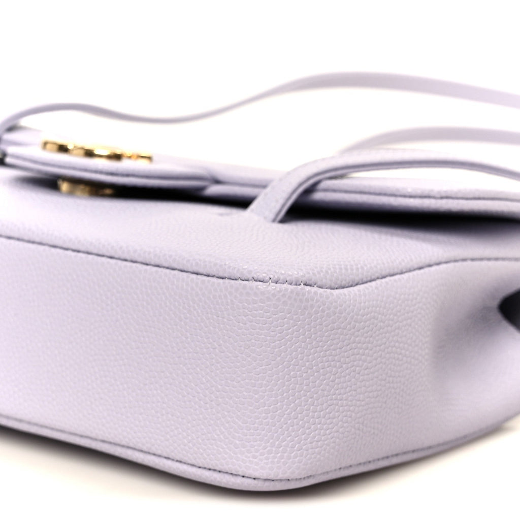 Shiny Caviar Mini Preppy Coco Shoulder Bag Purple