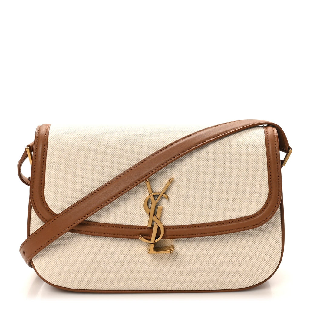 Linen Calfskin Monogram Small Solferino Satchel Greggio Brick