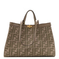 Canvas Vitello King FF Embroidered Medium Peekaboo X-Tote Tartufo