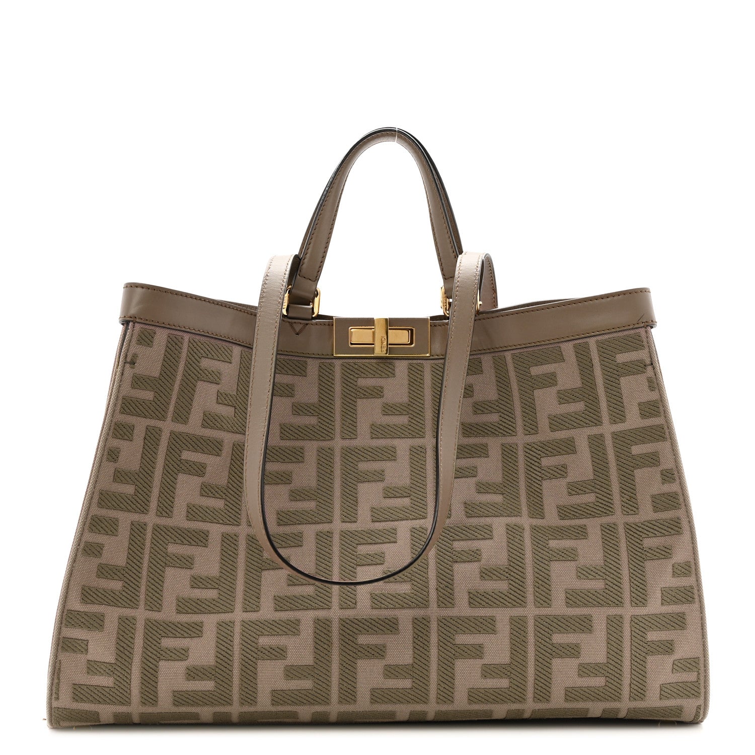 Canvas Vitello King FF Embroidered Medium Peekaboo X-Tote Tartufo