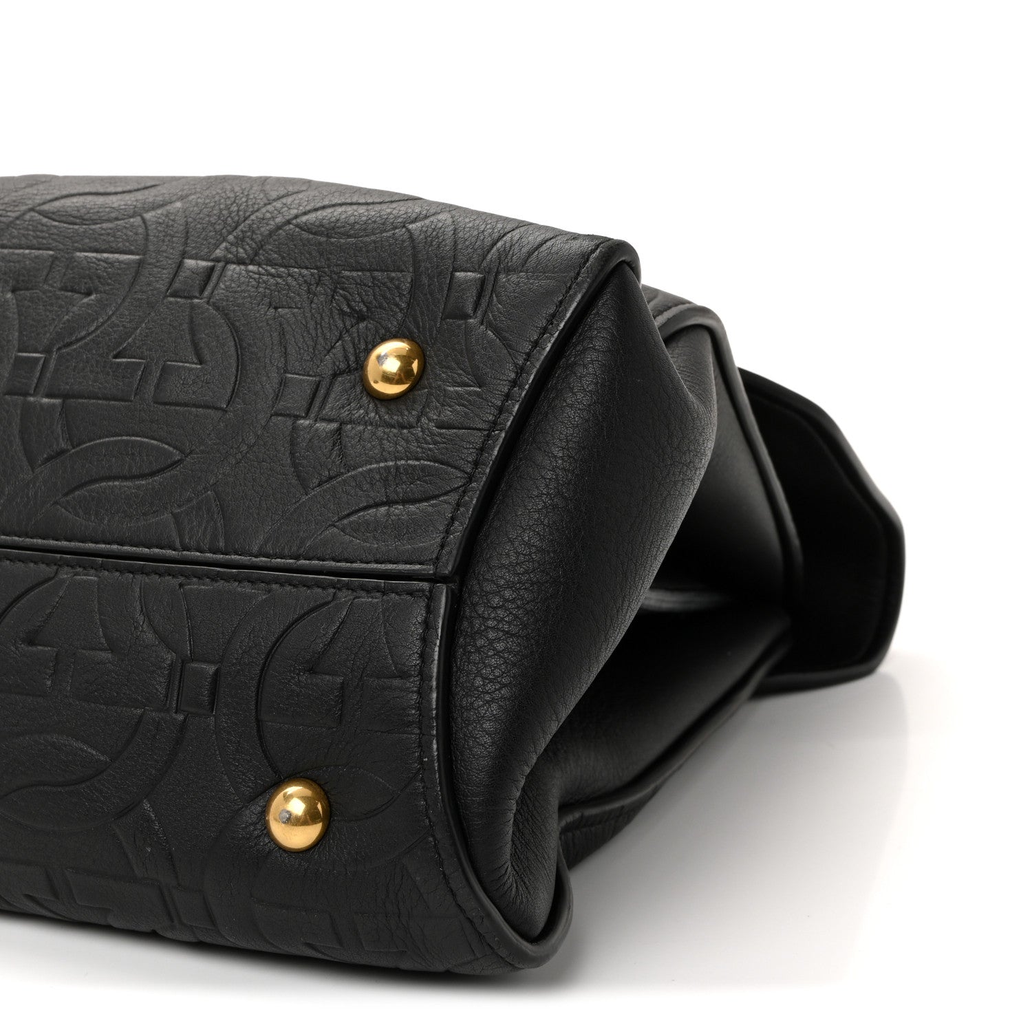 Calfskin Embossed Medium Margot Top Handle Satchel Black