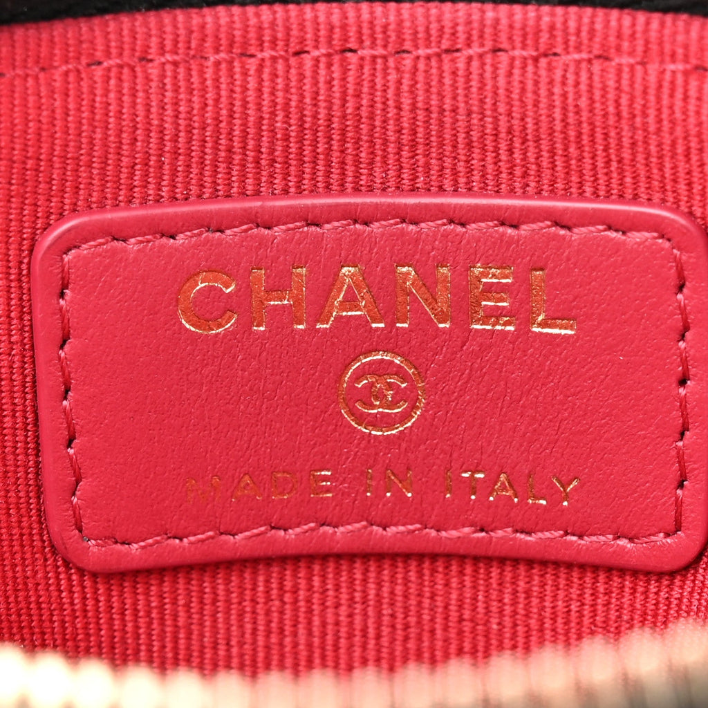 Lambskin Quilted Chanel 19 Zip  Holder Wallet Black