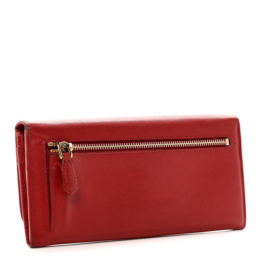 Saffiano Metal Continental Flap Wallet Fuoco
