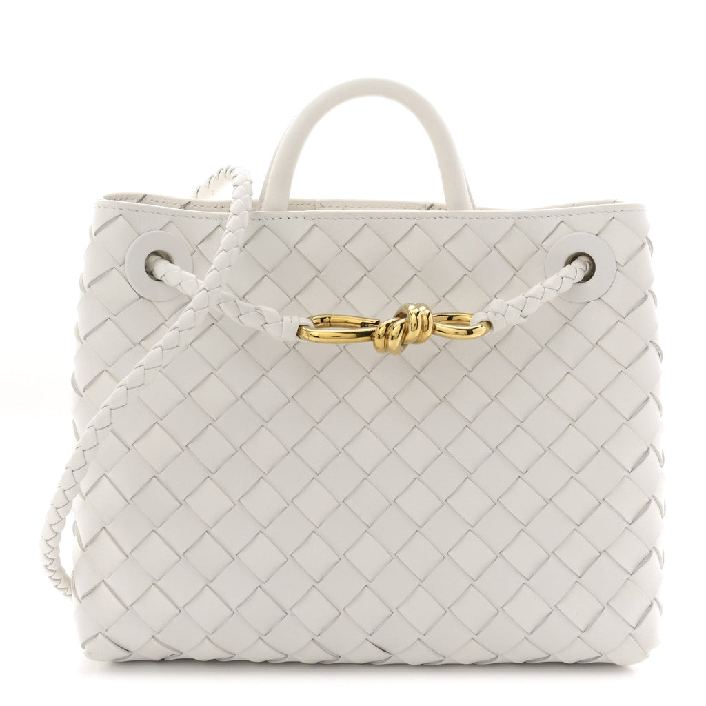 Nappa Intrecciato Small Andiamo Shoulder Bag White