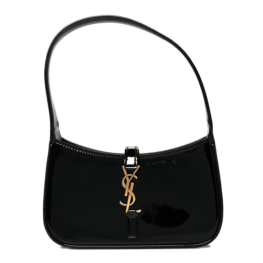 Patent Calfskin Le 5 A 7 Mini Hobo Black