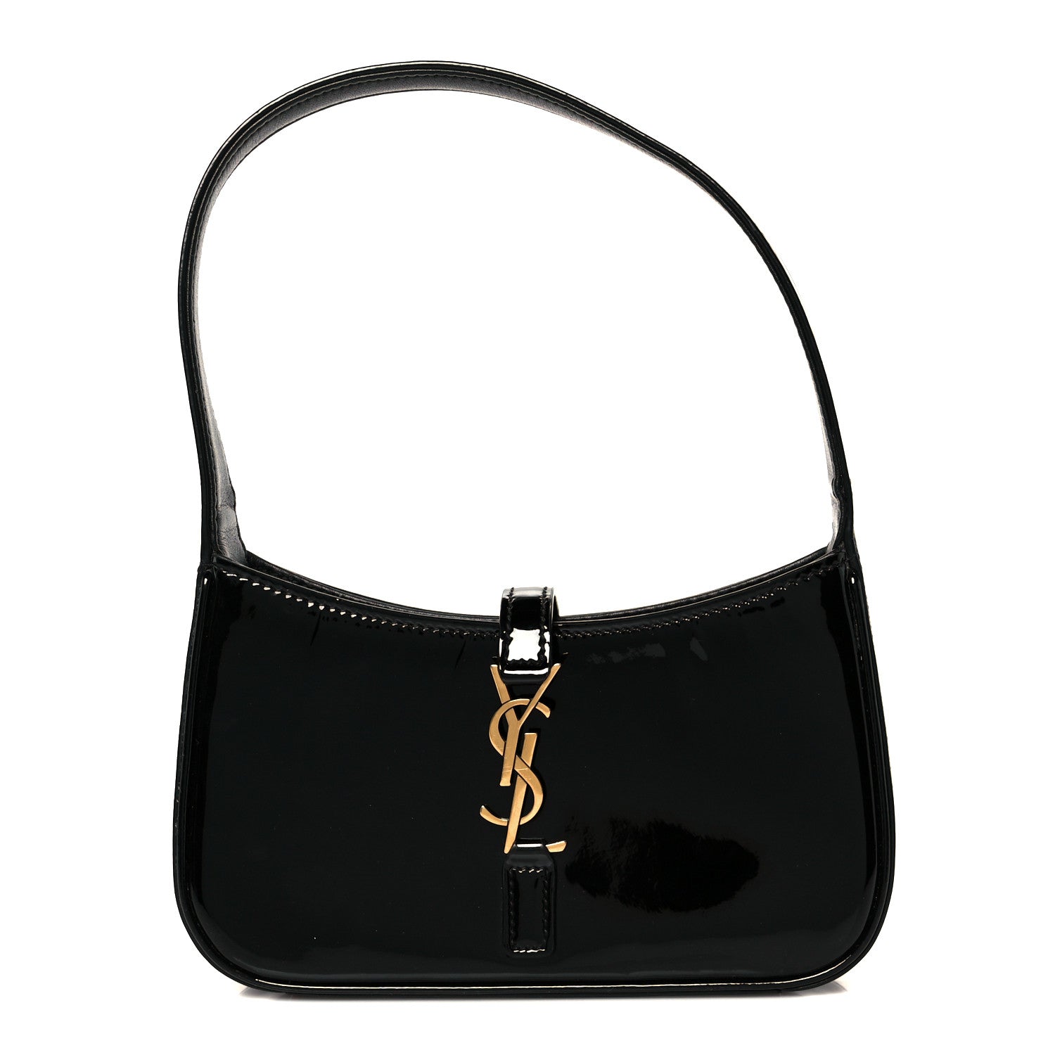 Patent Calfskin Le 5 A 7 Mini Hobo Black