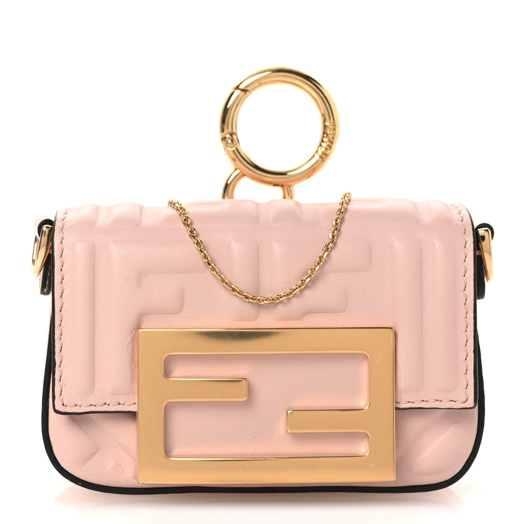 Nappa Matisse FF Embossed Nano Baguette Charm Rosa Quarzo