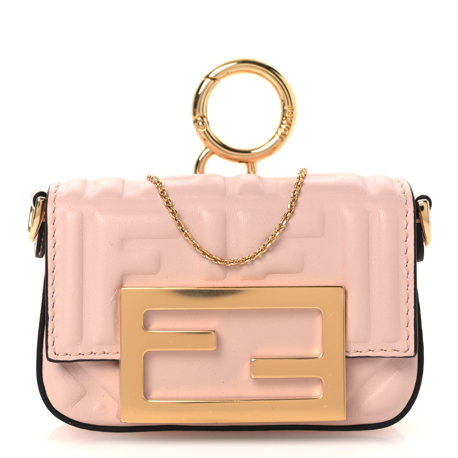 Nappa Matisse FF Embossed Nano Baguette Charm Rosa Quarzo