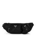 Re-Nylon Saffiano Metal Triple Pocket Belt Bag Black