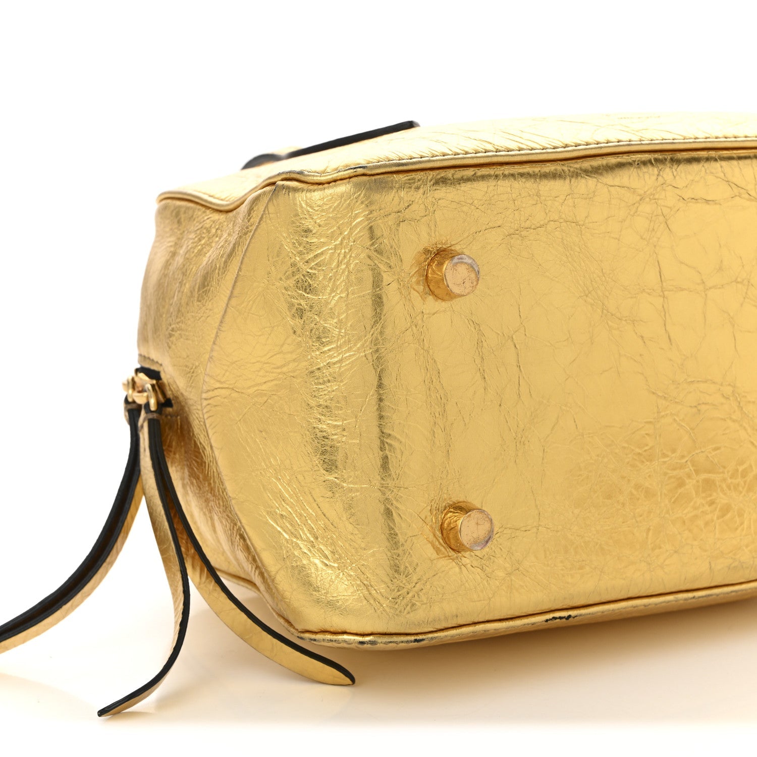Metallic Calfskin Small Maeve Bag Gold