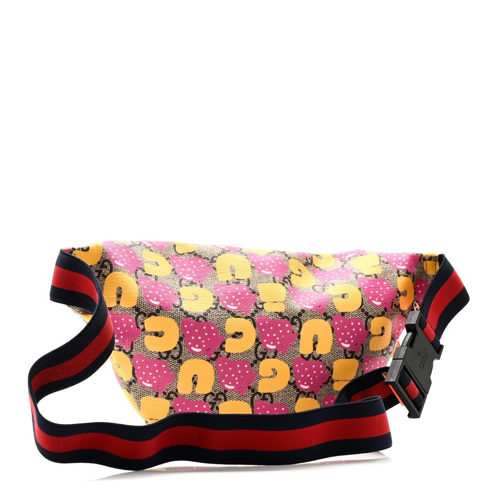 GG Supreme Monogram Childrens Strawberry Print Belt Bag Multicolor