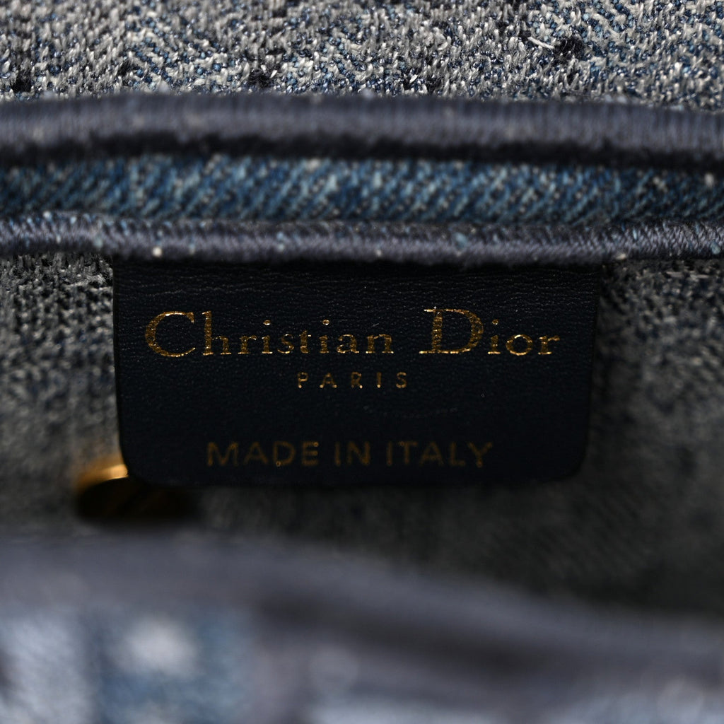 Oblique Embroidered Saddle Bag Denim Blue