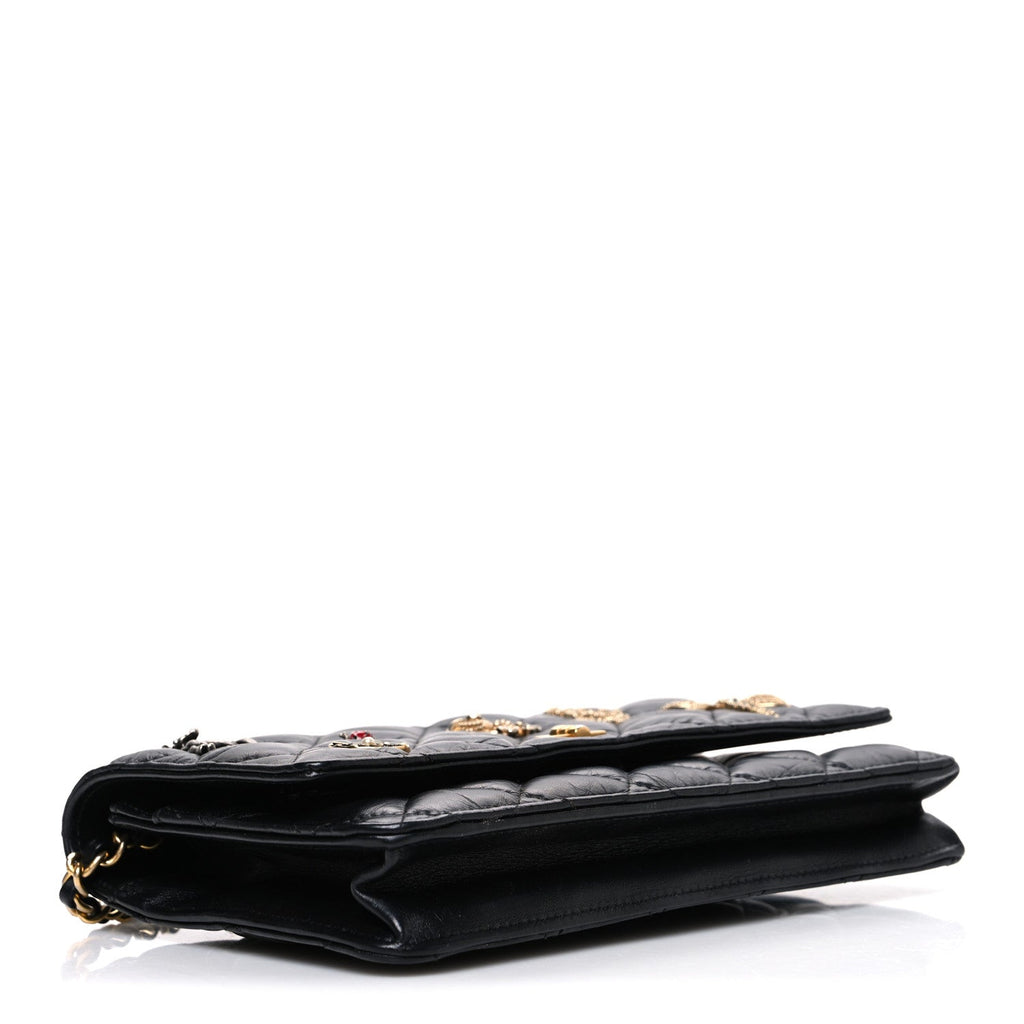 Aged Calfskin Lucky Charms 2.55 Reissue Wallet on Chain WOC Black