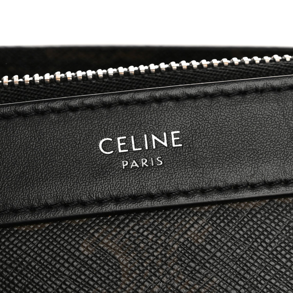 Triomphe Canvas Calfskin Wave Print Museum Bag Black