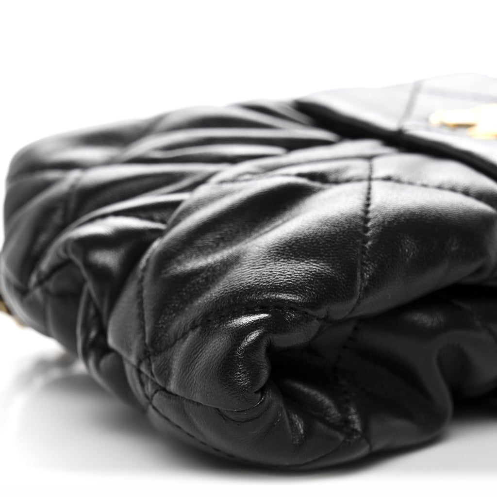 Lambskin Quilted Mini Bow Bag Black