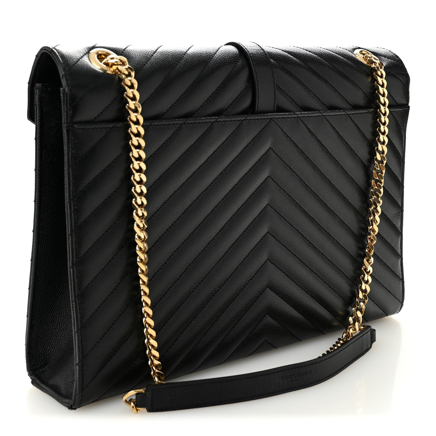 Grain De Poudre Matelasse Chevron Large Monogram Satchel Black