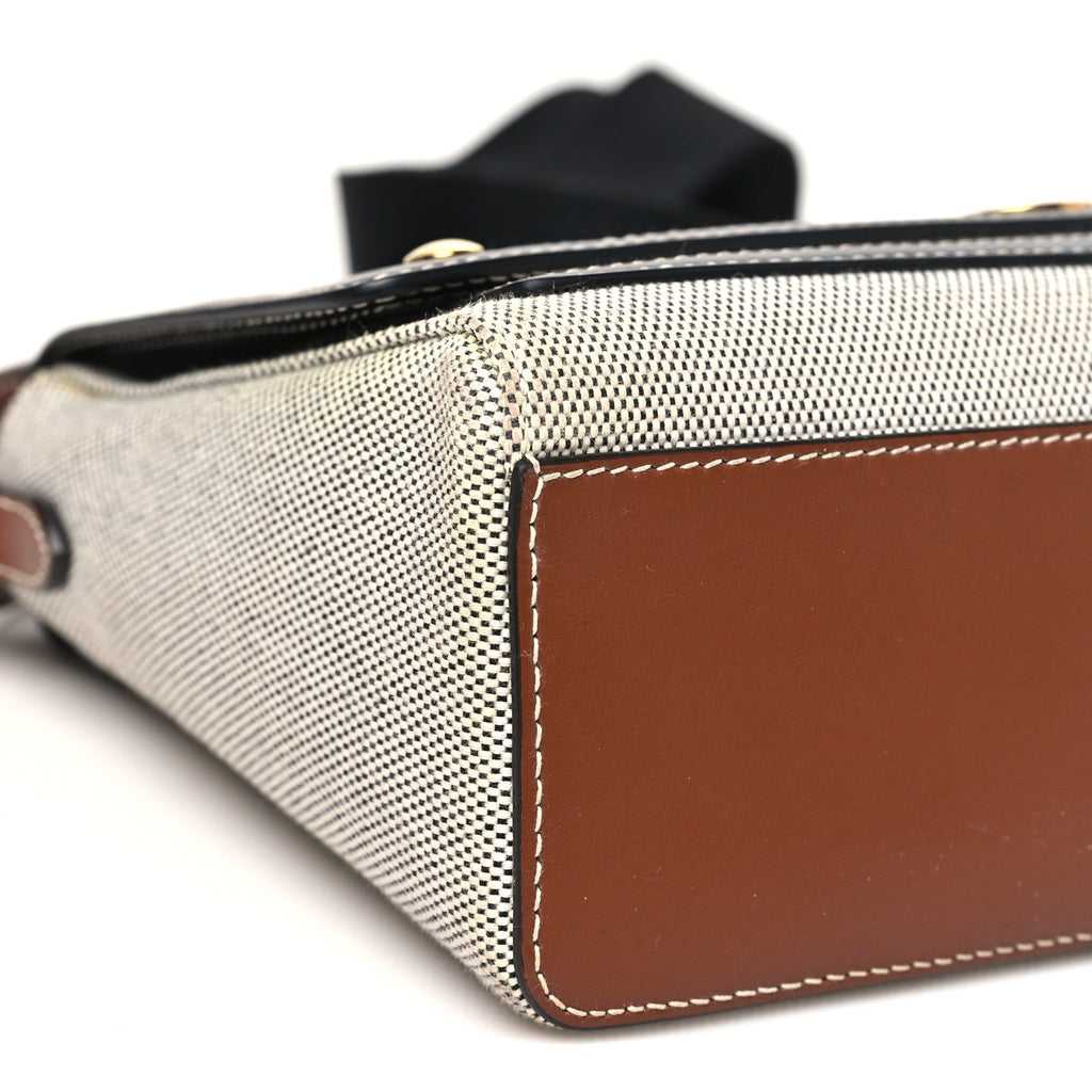 Canvas Horseferry Print Note Crossbody Bag Grey Black