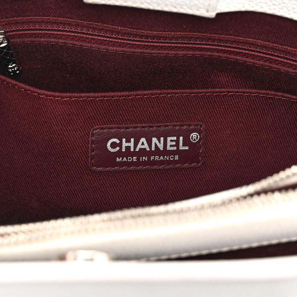 Grained Calfskin Small Neo Executive Shopper Tote White