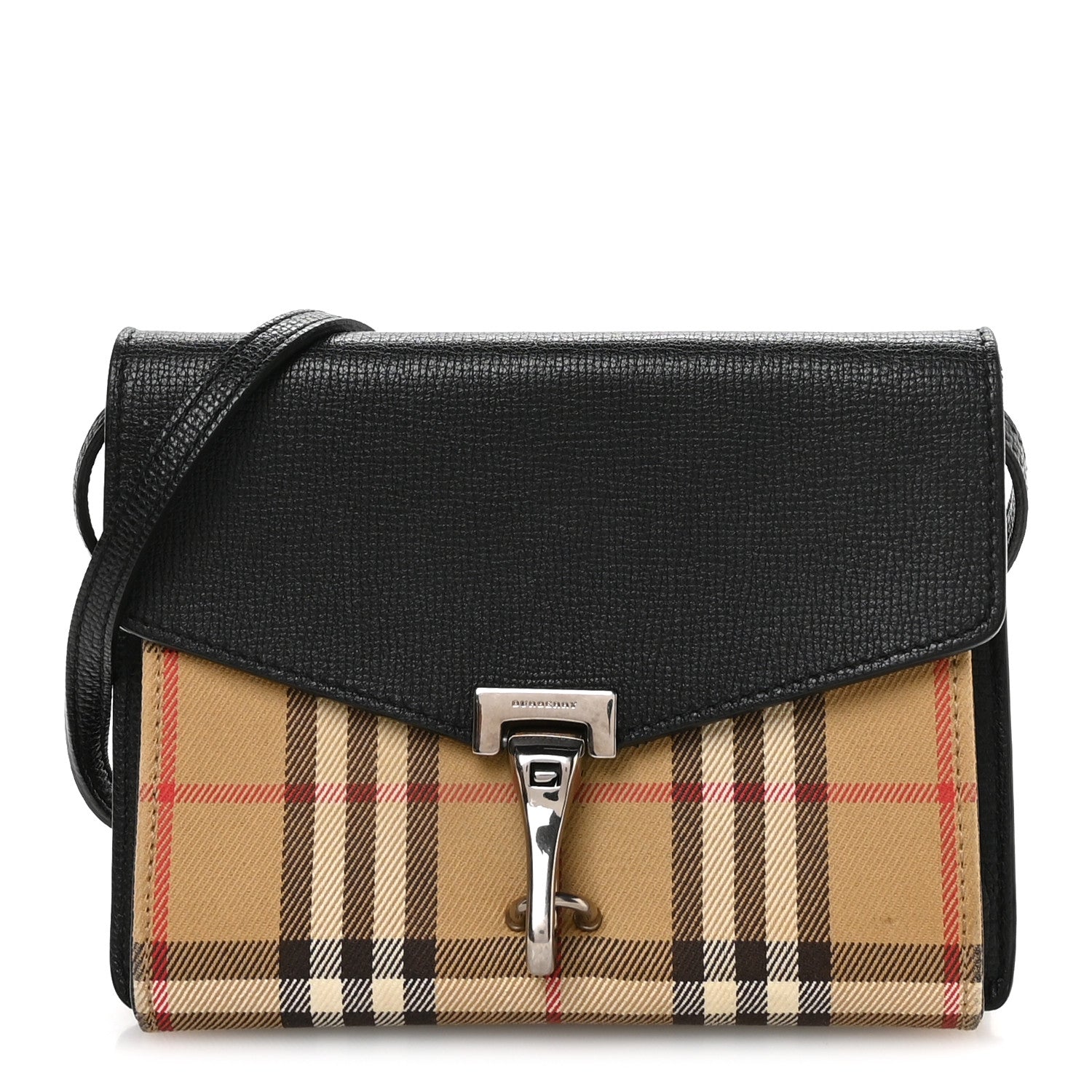 Derby Calfskin House Check Small Macken Crossbody Bag Black Archive Beige