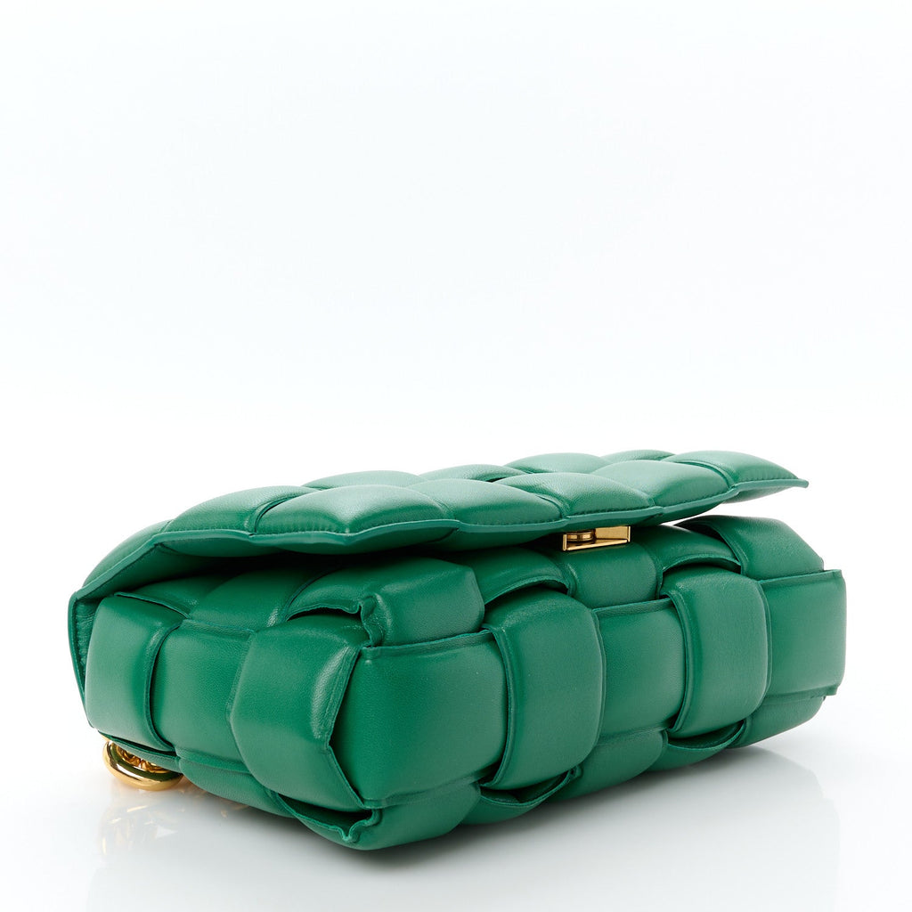 Lambskin Maxi Intreccio Padded Chain Cassette Crossbody Bag Racing Green