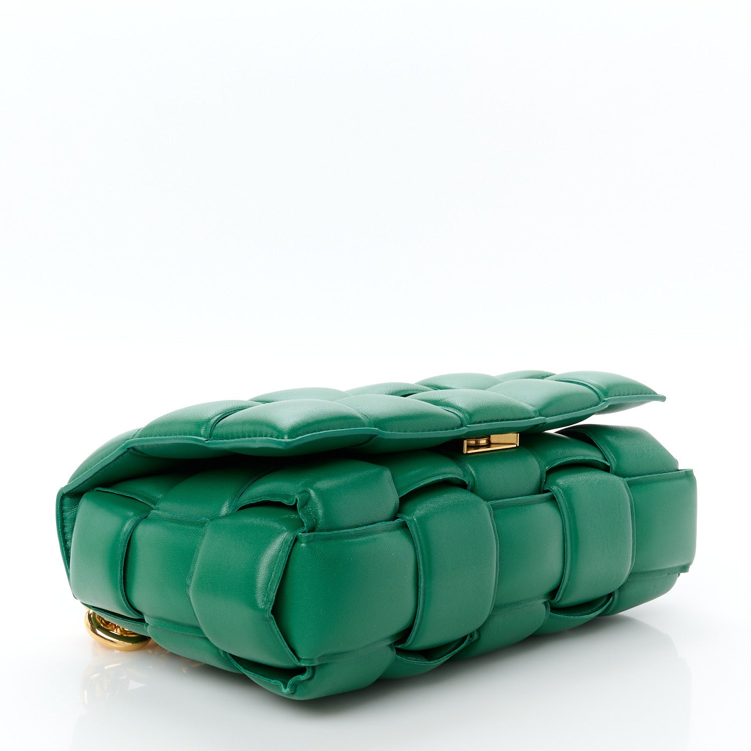 Lambskin Maxi Intreccio Padded Chain Cassette Crossbody Bag Racing Green