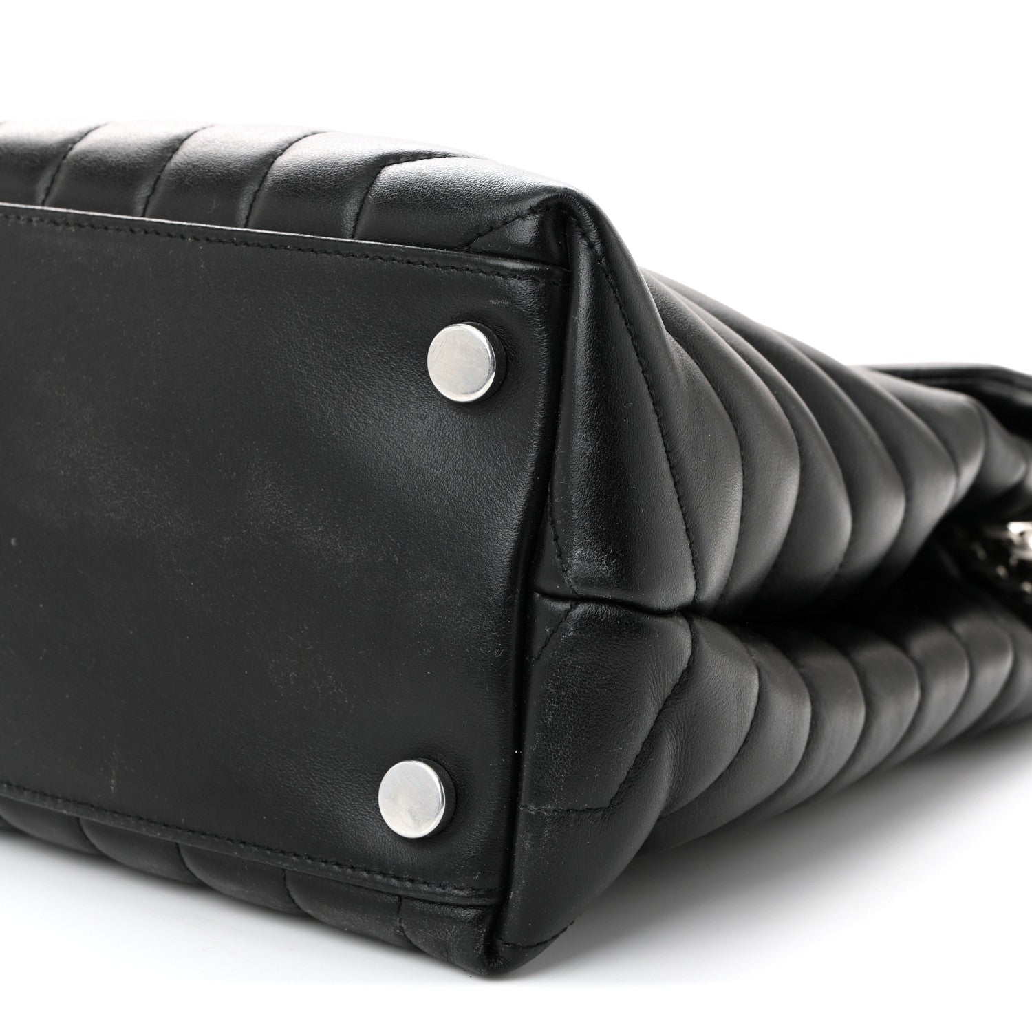 Calfskin Y Quilted Monogram Large Loulou Chain Satchel Black