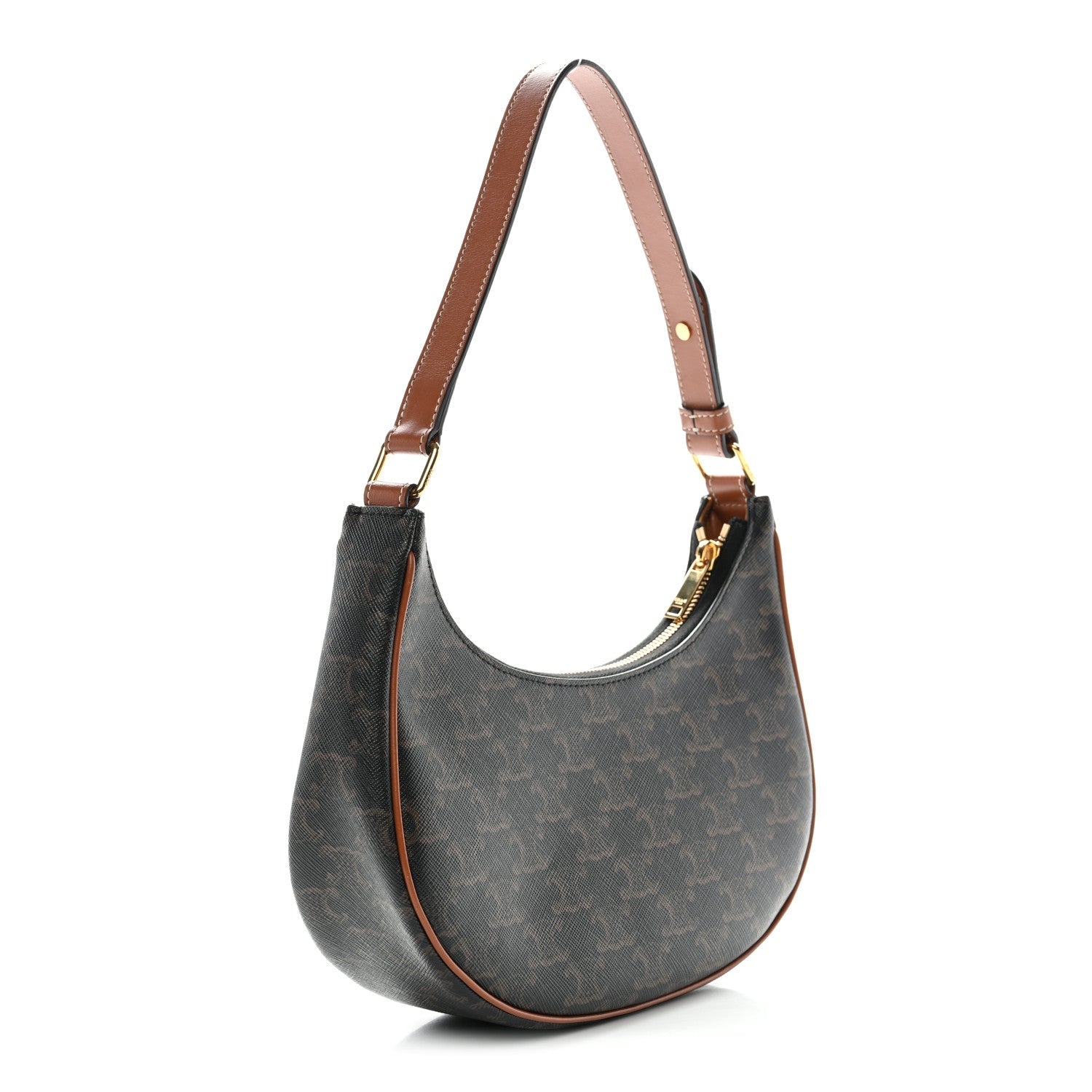 Triomphe Canvas Calfskin Ava Shoulder Bag Tan