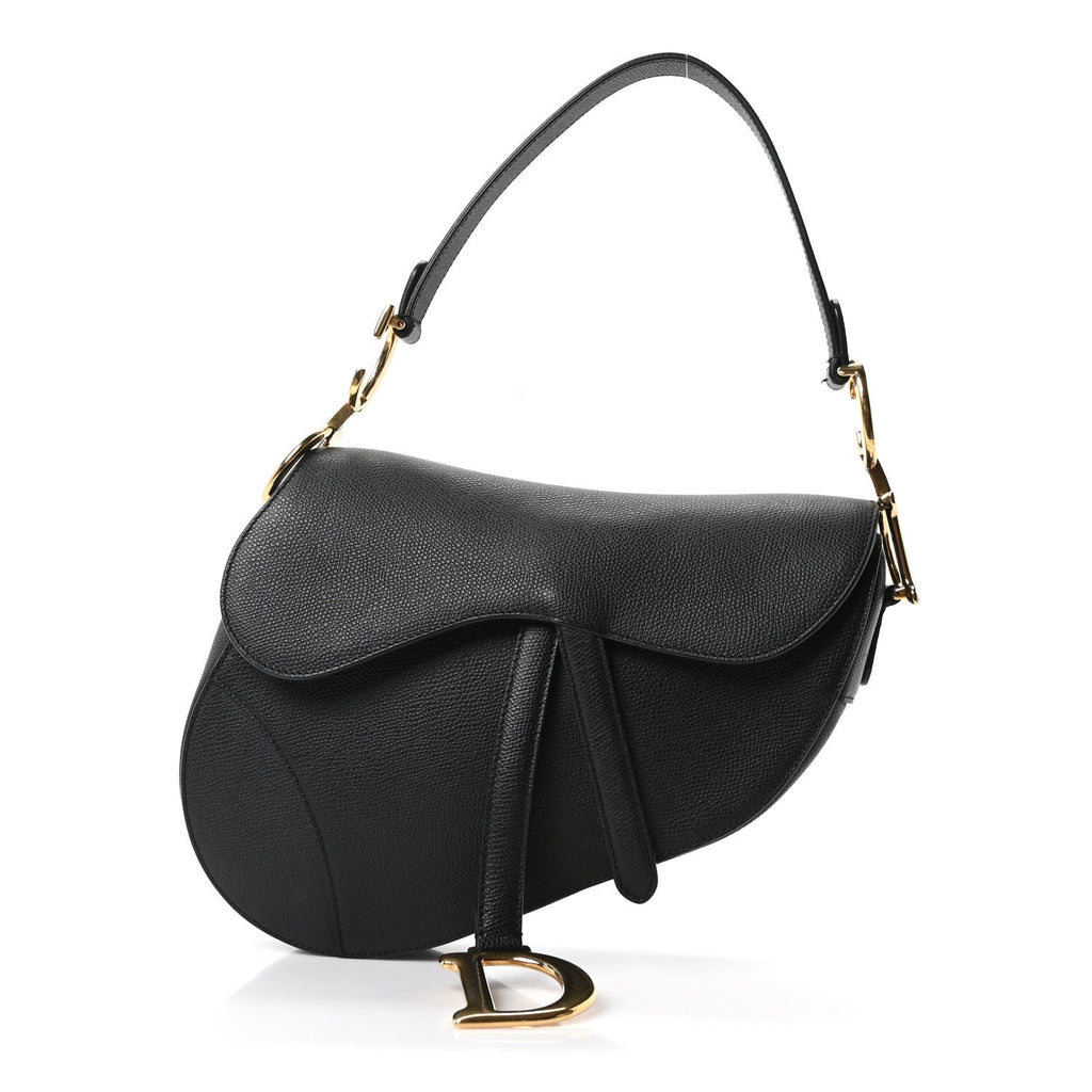 Grained Calfskin Saddle Bag Black