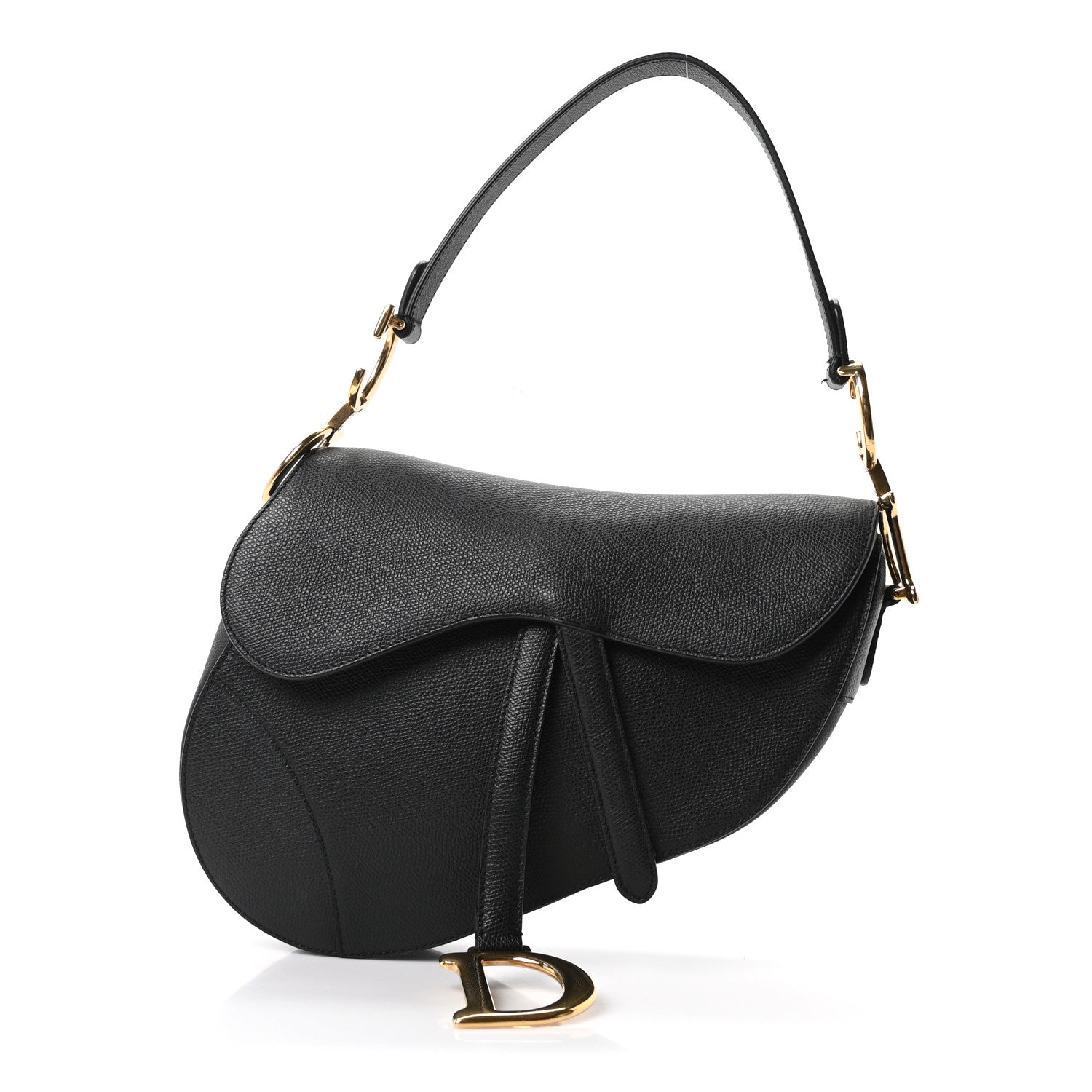 Grained Calfskin Saddle Bag Black