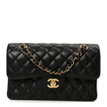 Caviar Quilted Small Double Flap Black
