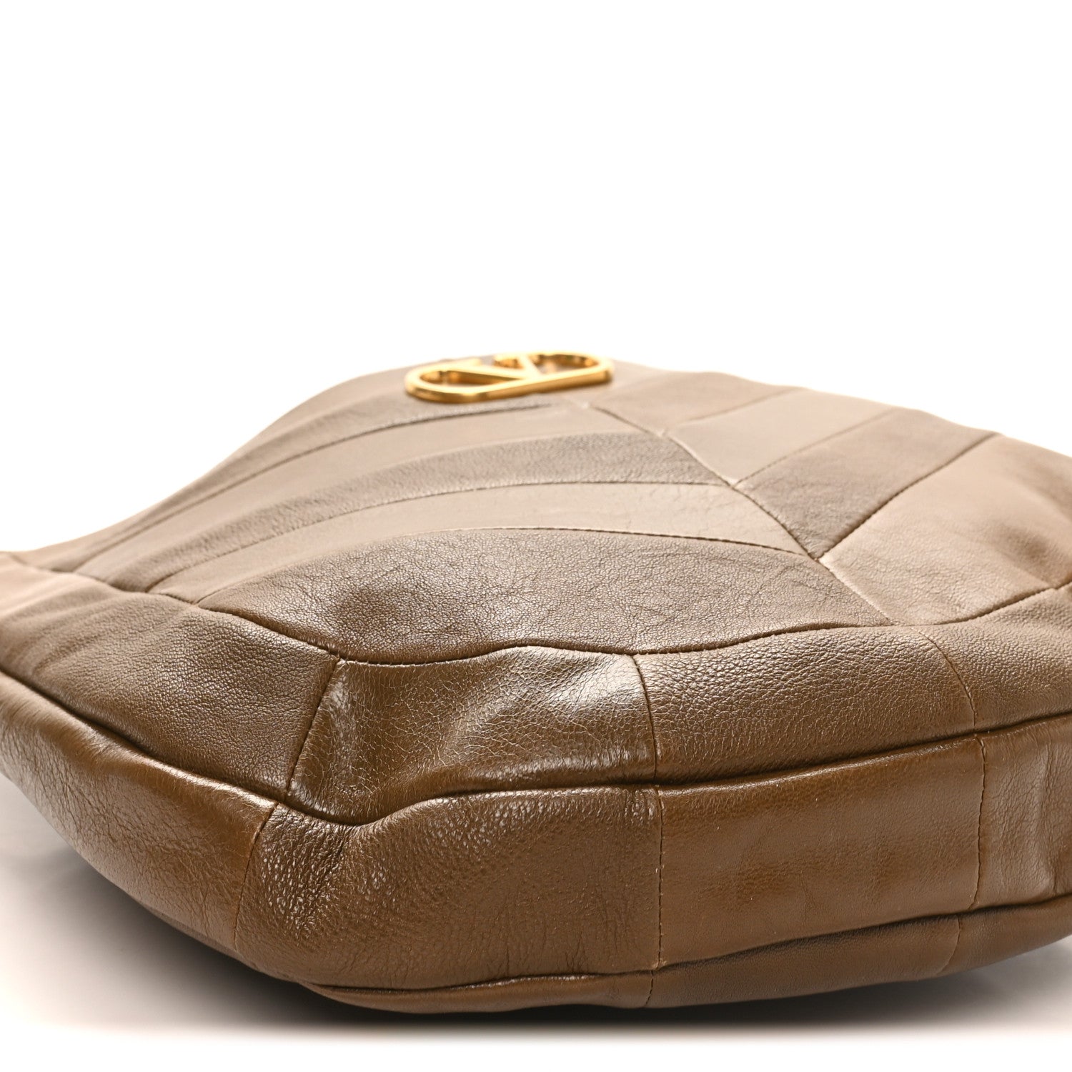 Shiny Nappa Chevron Patchwork Small Hoboho Bag Tundra