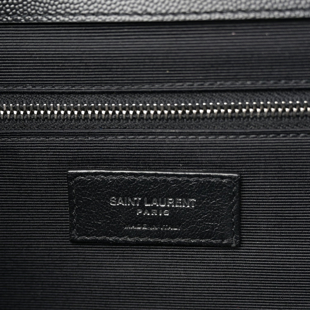 Grain De Poudre Textured Mixed Matelasse Large Triquilt Monogram Satchel Black